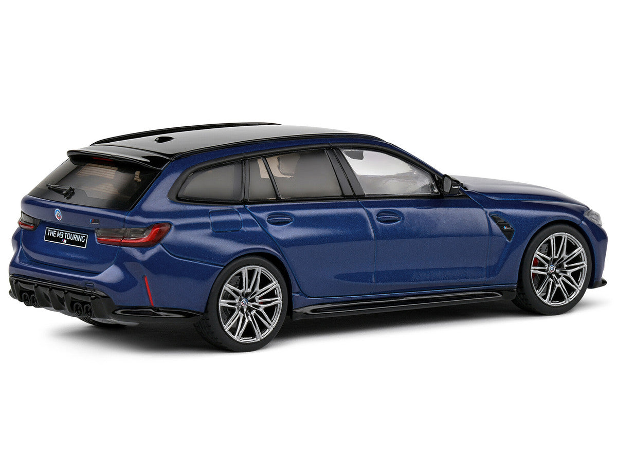 2023 BMW M3 Touring (G81) Competition San Marino Blue Metallic with Black Top 1/43 Diecast Model Car by Solido-1