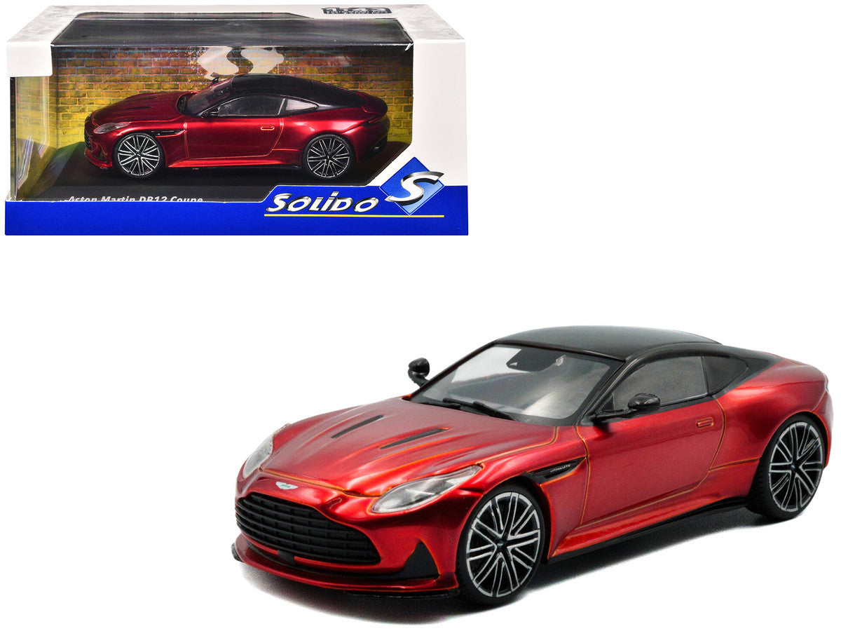 2023 Aston Martin DB12 Coupe Hyper Red Metallic with Black Top 1/43 Diecast Model Car by Solido-4