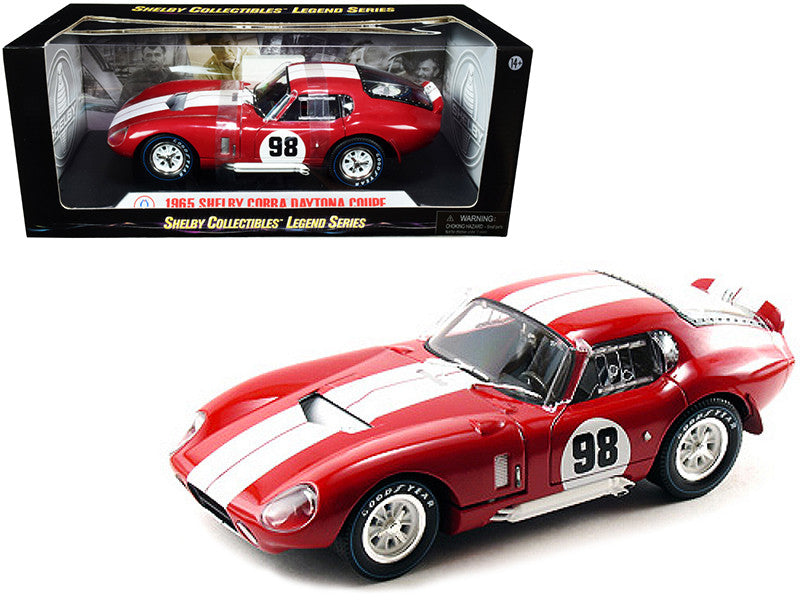 1965 Shelby Cobra Daytona Coupe #98 Red with White Stripes 1/18 Diecast Model Car by Shelby Collectibles-0