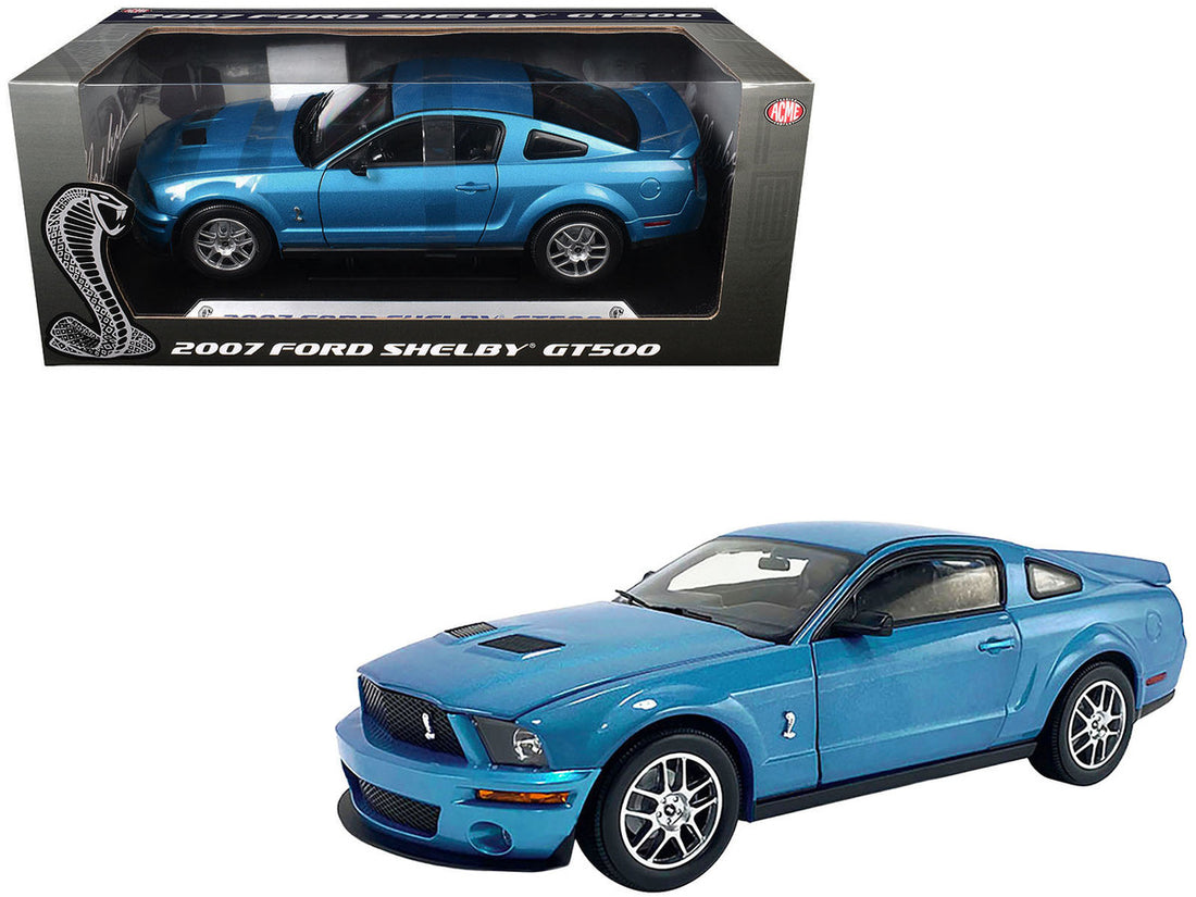 2007 Ford Shelby GT500 Windveil Blue Metallic "Shelby Collectibles" Series 1/18 Diecast Model Car by ACME-3
