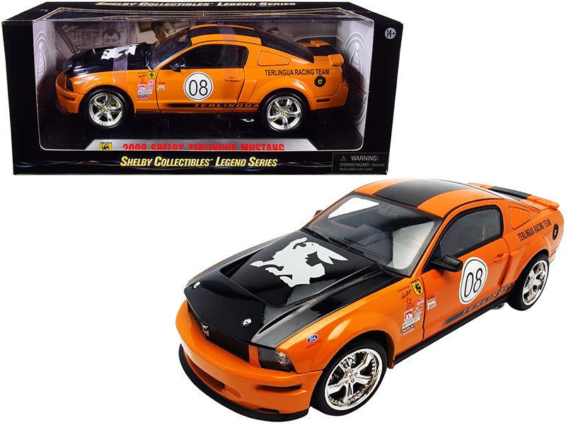 2008 Ford Shelby Mustang #08 "Terlingua" Orange and Black "Shelby Collectibles Legend" Series 1/18 Diecast Model Car by Shelby Collectibles-0