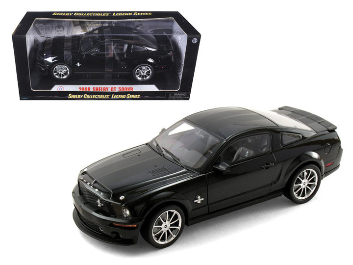 2008 Ford Shelby Mustang GT500KR Black with Black Stripes 1/18 Diecast Model Car by Shelby Collectibles-0