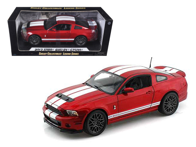 2013 Ford Shelby Mustang GT500 Metallic Red with White Stripes 1/18 Diecast Model Car by Shelby Collectibles-0