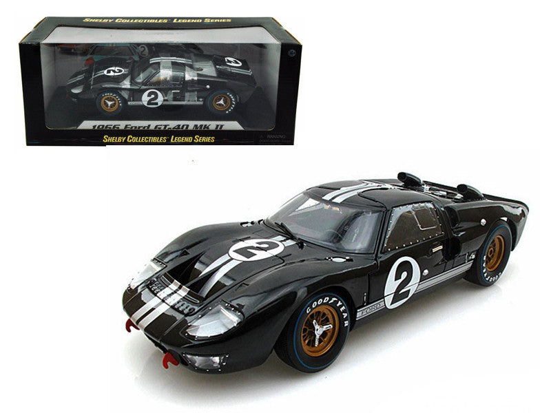 1966 Ford GT-40 MK II #2 Black 1/18 Diecast Model Car by Shelby Collectibles-0