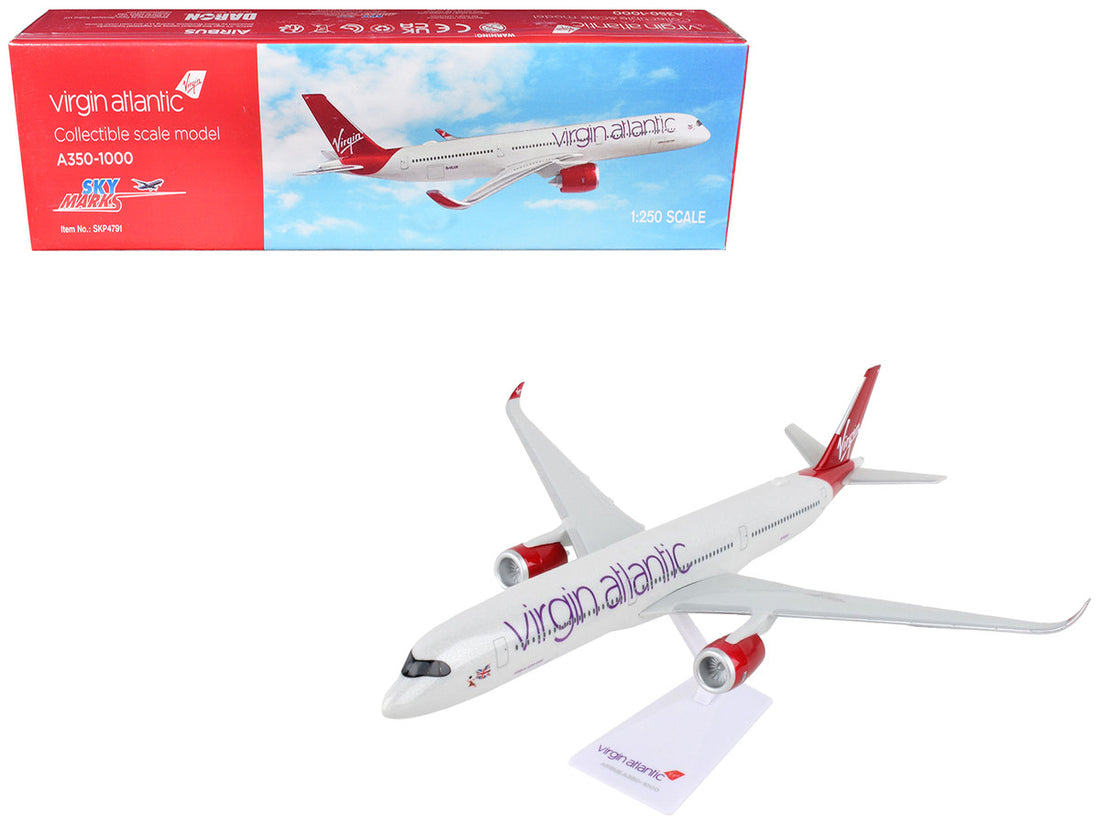 Airbus A350-1000 Commercial Aircraft "Virgin Atlantic" (G-VLUX) White with Red Tail (Snap-Fit) 1/250 Plastic Model by Skymarks-2