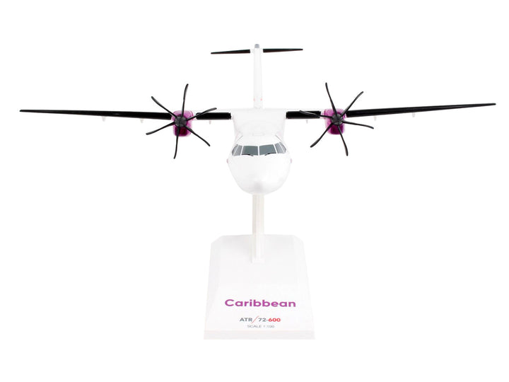 ATR 72-600 Commercial Aircraft "Caribbean Airlines" (9Y-TTI) White with Graphics (Snap-Fit) 1/100 Plastic Model by Skymarks-1