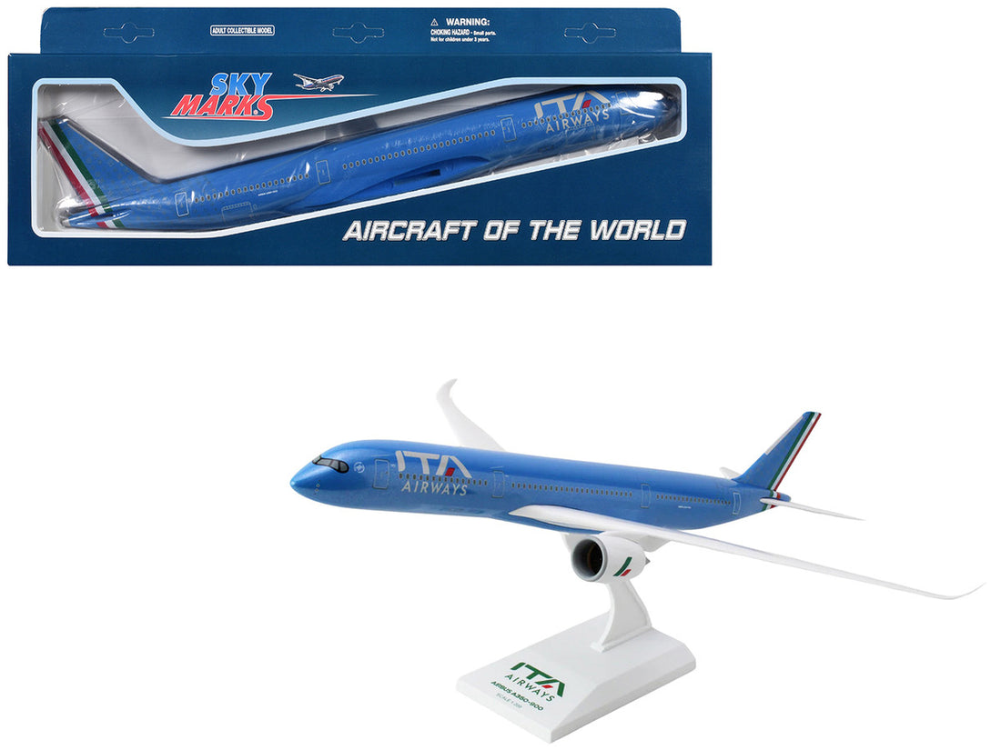 Airbus A350-900 Commercial Aircraft "ITA Airways" Blue with Striped Tail (Snap-Fit) 1/200 Plastic Model by Skymarks-3