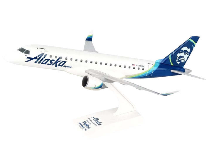 Embraer E175 Commercial Aircraft "Alaska Airlines - SkyWest Airlines" (N170SY) White with Blue Tail (Snap-Fit) 1/100 Plastic Model by Skymarks-1