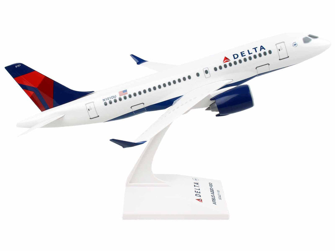 Airbus A220-100 Commercial Aircraft "Delta Air Lines" (N101DU) White with Red and Blue Tail (Snap-Fit) 1/100 Plastic Model by Skymarks-1