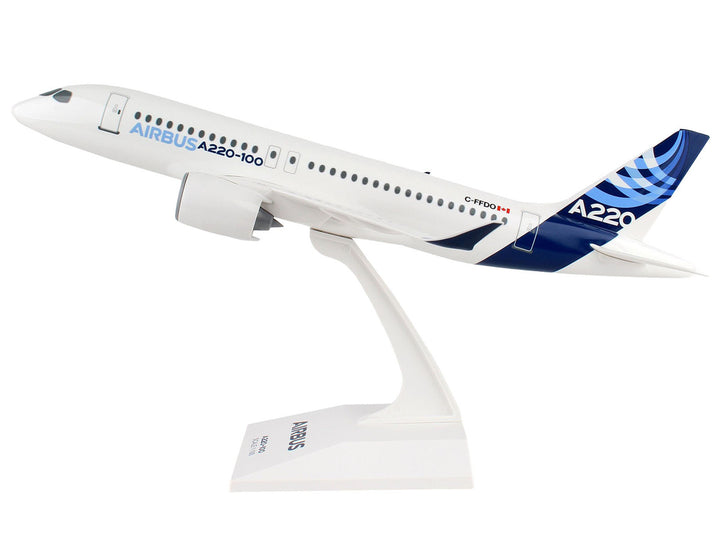 Airbus A220-100 Commercial Aircraft "Airbus Corporate Livery" (C-FFDO) White with Blue Tail (Snap-Fit) 1/100 Plastic Model by Skymarks-0