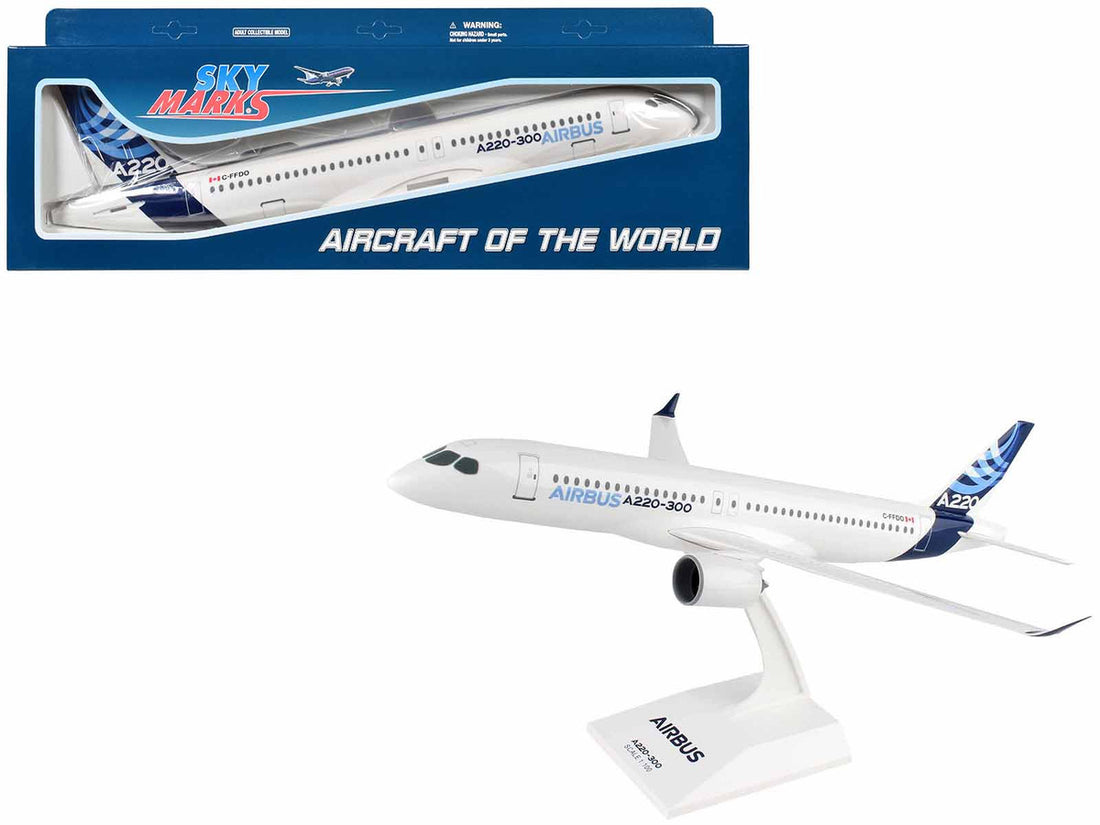 Airbus A220-300 Commercial Aircraft "Airbus" (C-FFDO) White with Blue Tail (Snap-Fit) 1/100 Plastic Model by Skymarks-0