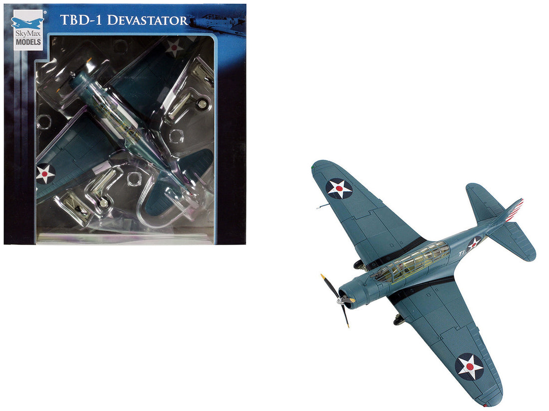 Douglas TBD-1 Devastator Bomber Aircraft "Lt. Cdr. James Brett VT-2 USS Lexington" (1942) United States Navy "SkyMax Models" Series 1/72 Diecast Model by Hobby Master-3