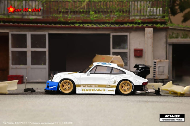 Porsche RWB 930 GT Wing NFS White Livery 1:64 by Star Model Side View