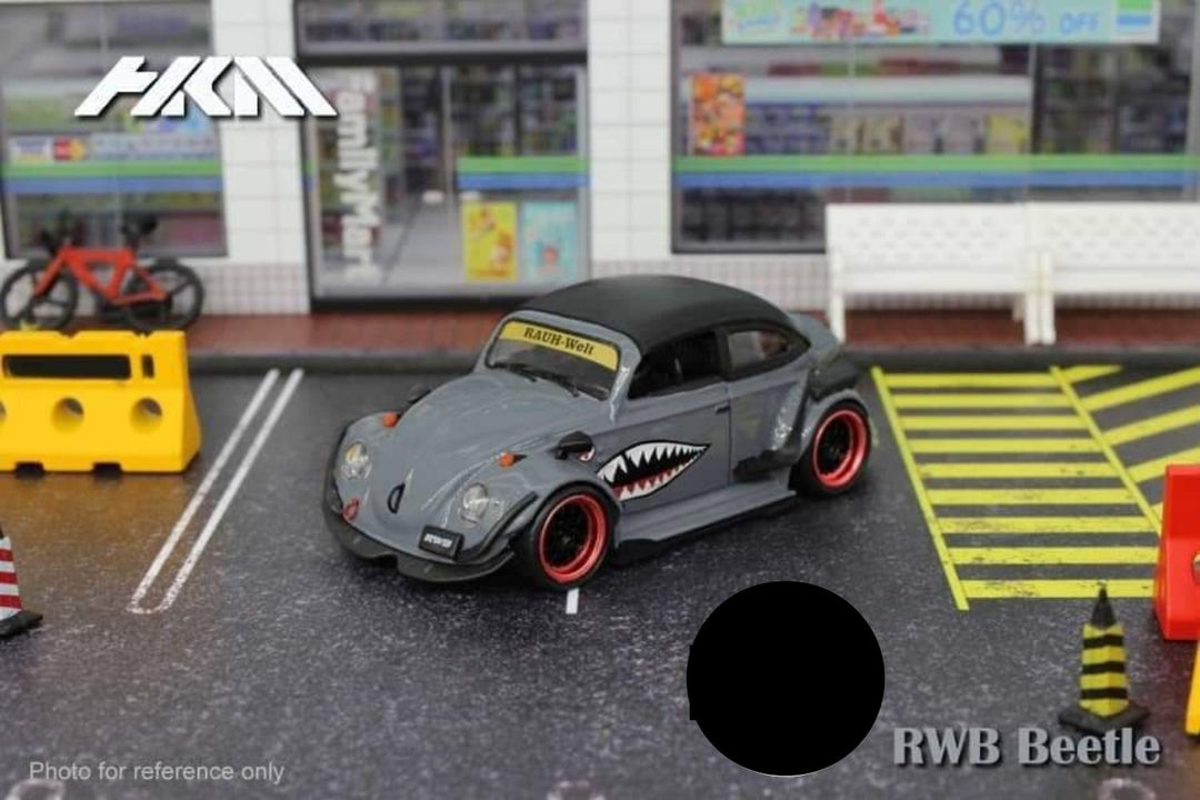 VW Beetle Convertible Cabriolet Grey Shark Mouth 1:64 by HKM Model