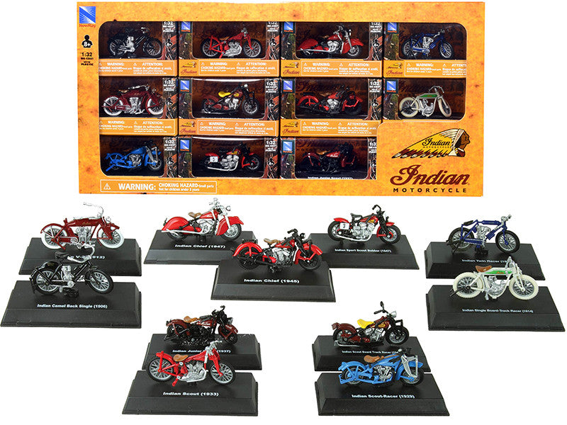 "Indian Motorcycle" Set of 11 pieces 1/32 Diecast Motorcycle Models by New Ray-0