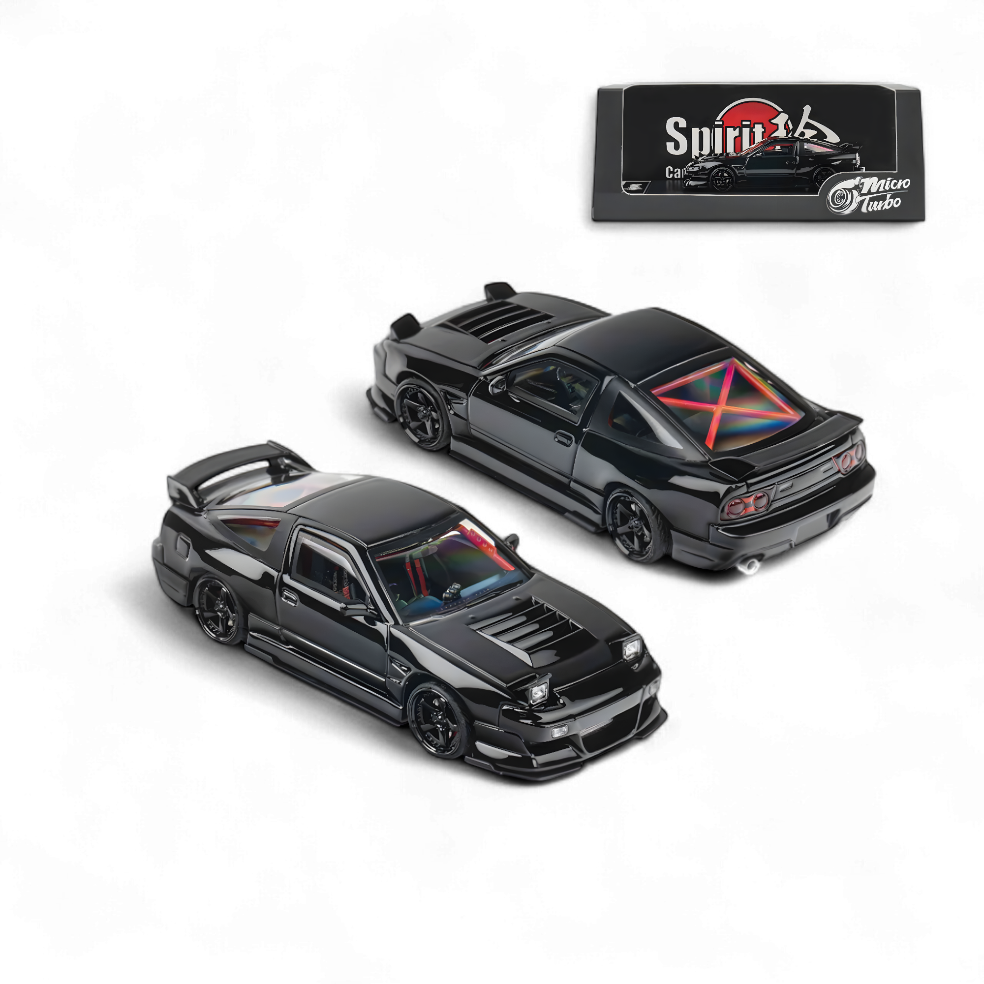 Nissan Custom 180SX Type X Metallic Black MIYABI 1:64 by MicroTurbo 