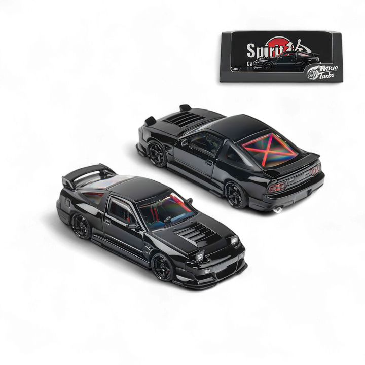 Nissan Custom 180SX Type X Metallic Black MIYABI 1:64 by MicroTurbo 