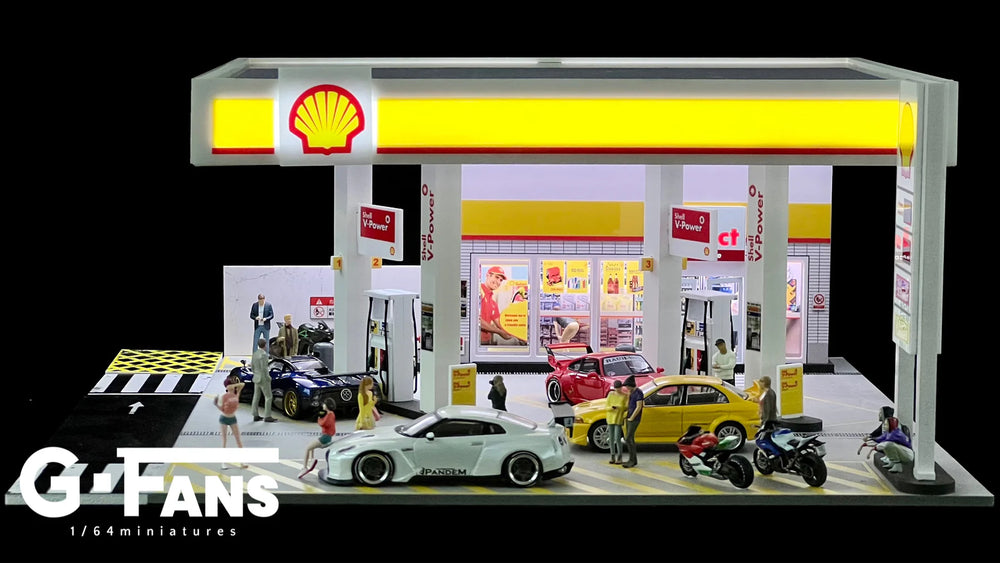 Shell Gas Station 1:64 Scale Diorama Model Scene by G-Fans 