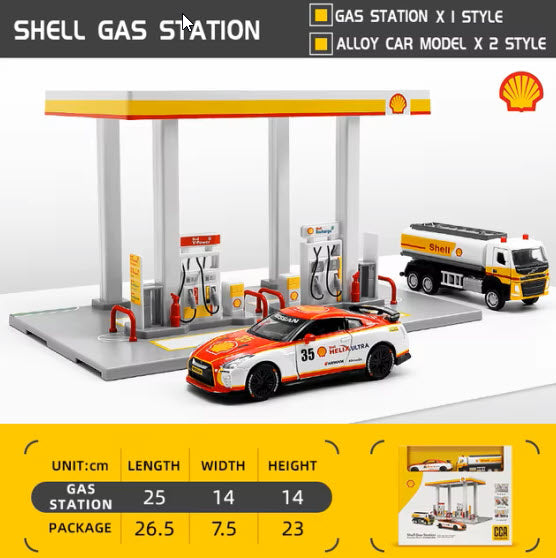 Shell Gas Station Pump Scene 1:64 Scale Diorama Model by CCA