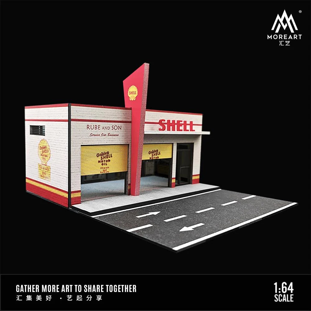 Shell Maintenance Workshop with Lighting 1:64 by MoreArt MO9411105 Angled View