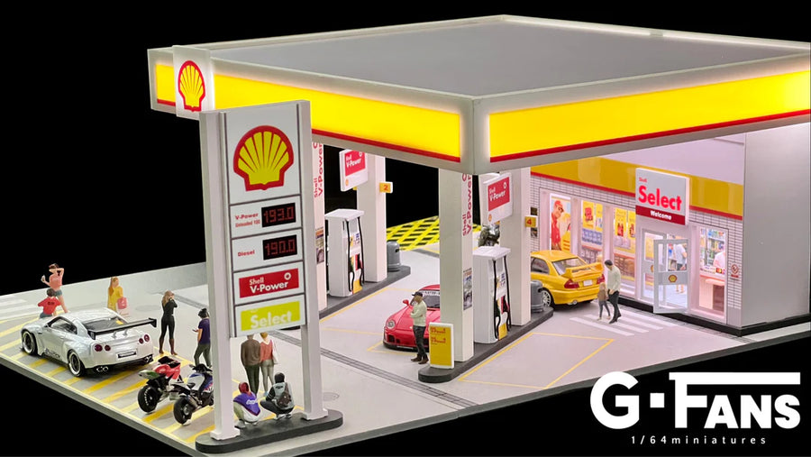 Shell Gas Station 1:64 Scale Diorama Model Scene by G-Fans Right Side View