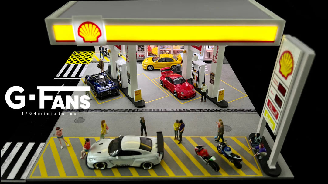 Shell Gas Station 1:64 Scale Diorama Model Scene by G-Fans High Level VIew