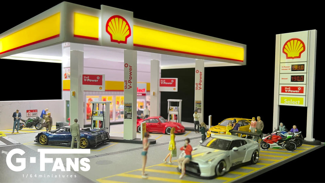 Shell Gas Station 1:64 Scale Diorama Model Scene by G-Fans Close Up
