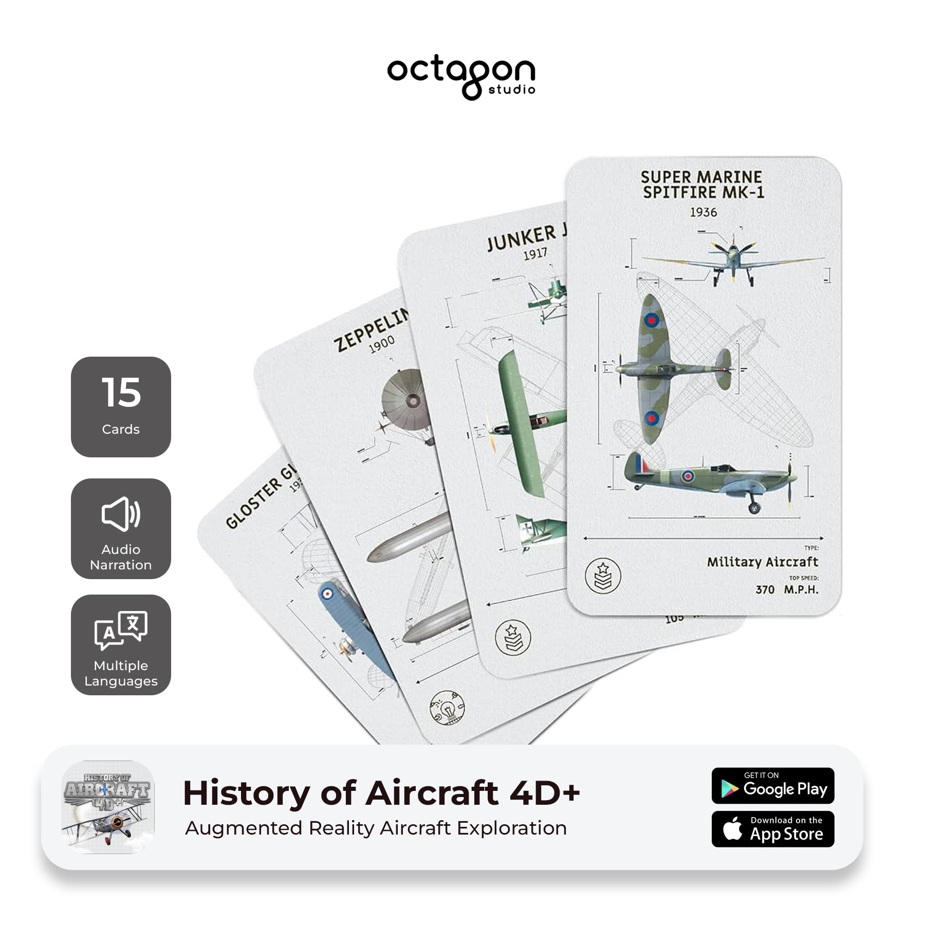 Aircraft 4D+ Augmented Reality Cards 4