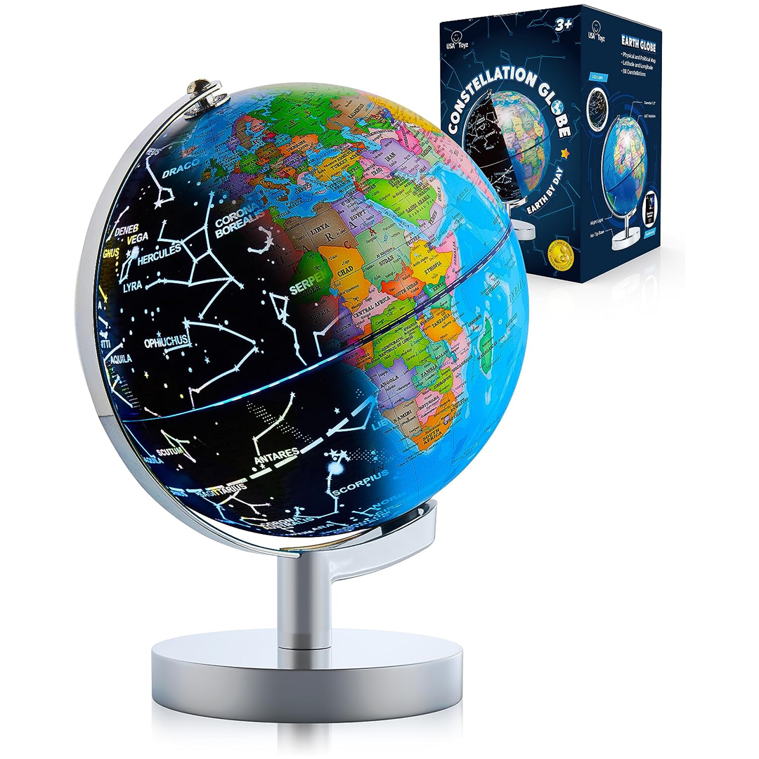 Illuminated Globe for Kids Learning - 7.2" Diameter by USA Toyz 