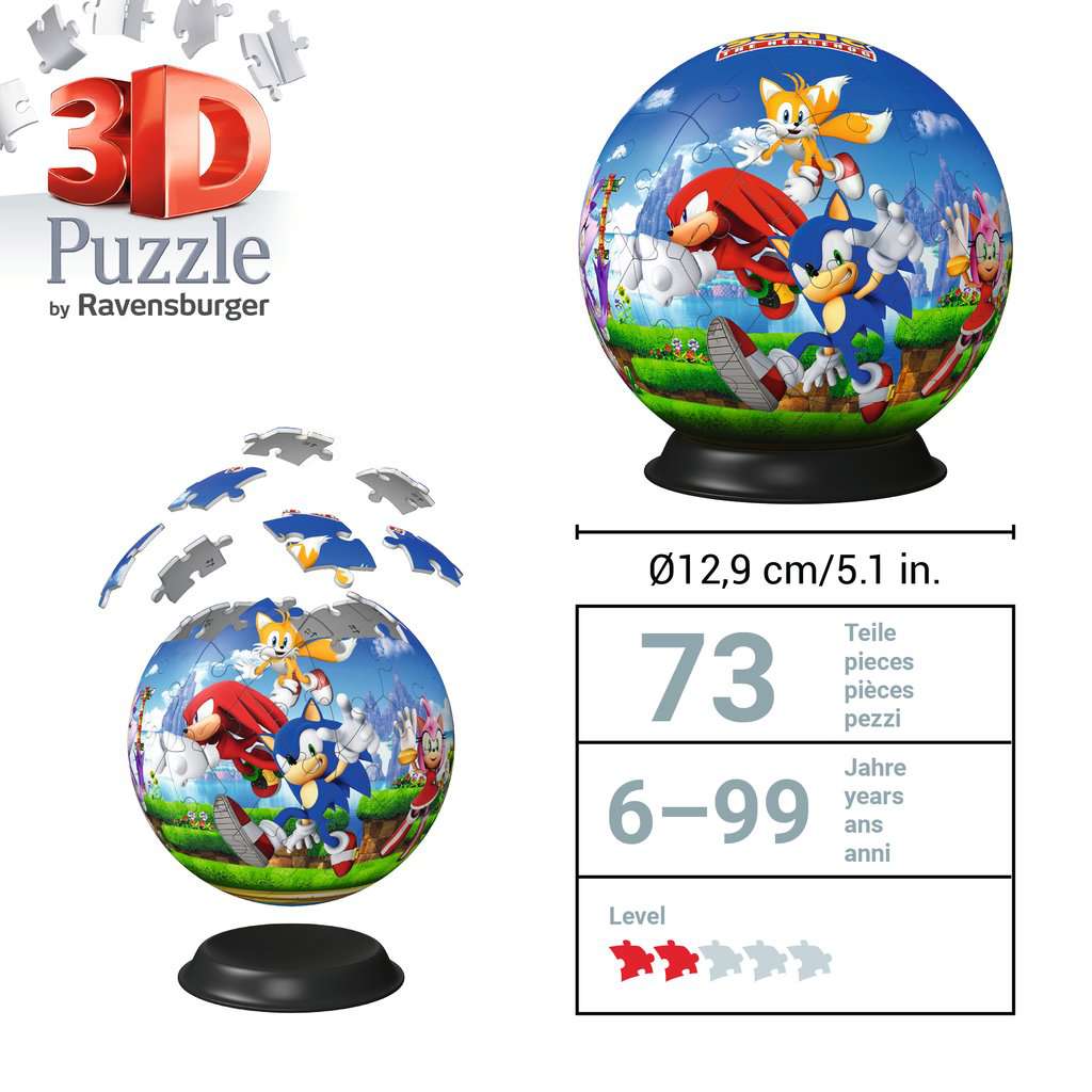 Sonic the Hedgehog Ball 73 Piece 3D Jigsaw Puzzle Ravensburger 4