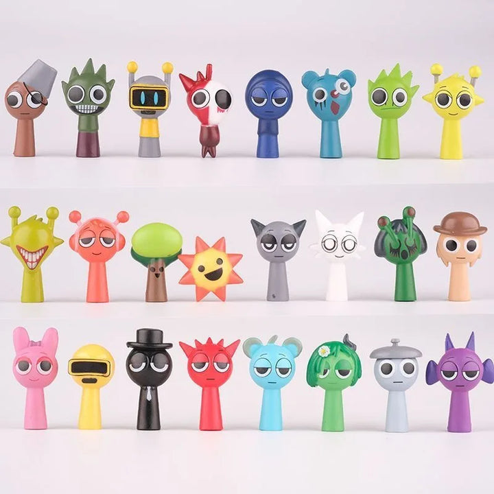 Sprunki 24-piece collectible mini figure set featuring colorful character toys