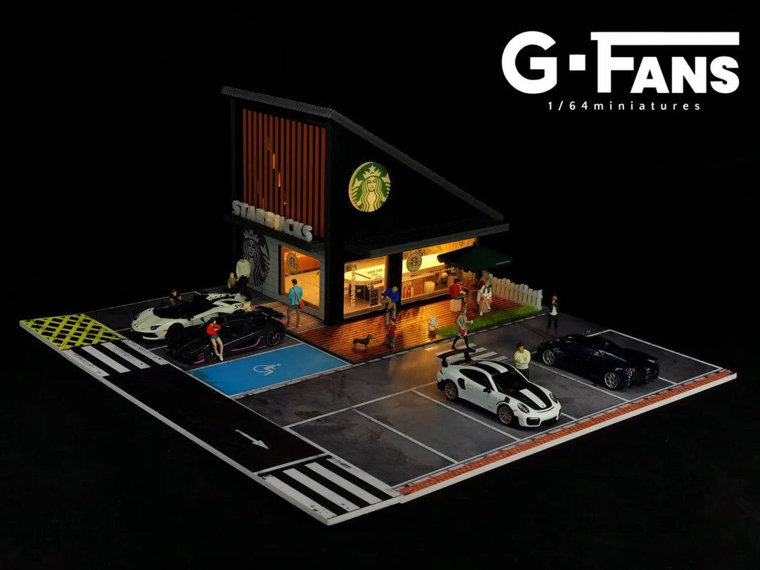 Starbucks 1:64 Scale Diorama by G-Fans with Cars and Figurines 710025