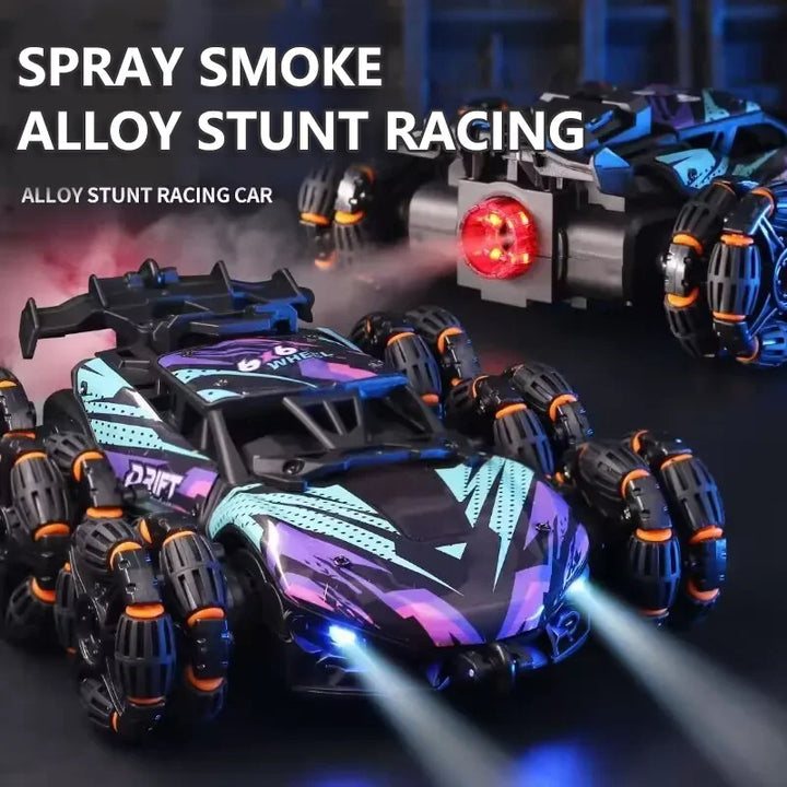 High-speed six-wheel remote control stunt vehicle with 2.4GHz transmitter