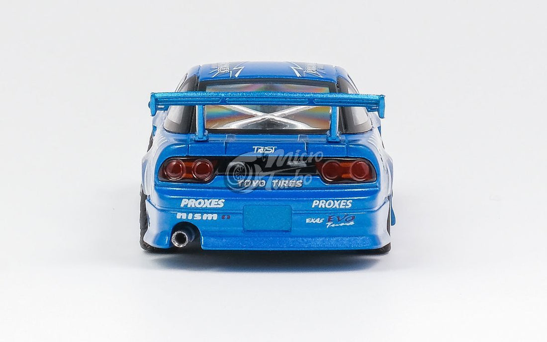 Nissan 180SX Type X Team "TOYO TIRES" Drift Metallic Blue 1:64 by MicroTurbo Rear View 2