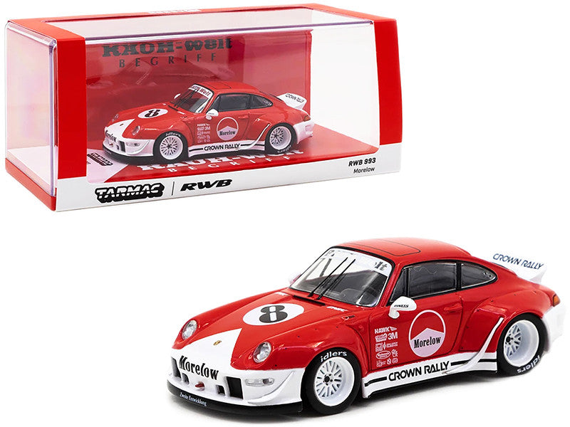 Porsche RWB 993 #8 "Morelow" Red and White "RAUH-Welt BEGRIFF" 1/43 Diecast Model Car by Tarmac Works-0