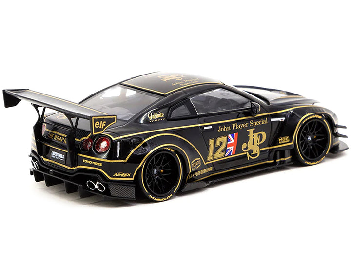 Nissan GT-R R35 Type 2 LB-Works RHD (Right Hand Drive) #12 Black "John Player Special" 1/43 Diecast Model Car by Tarmac Works-1