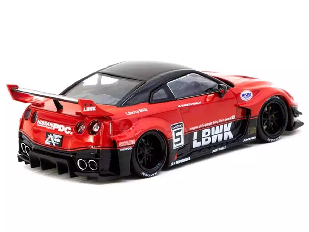 Nissan 35GT-RR LB-Silhouette WORKS GT RHD (Right Hand Drive) #5 "Liberty Walk" Red and Black "Hobby43" Series 1/43 Diecast Model Car by Tarmac Works-2
