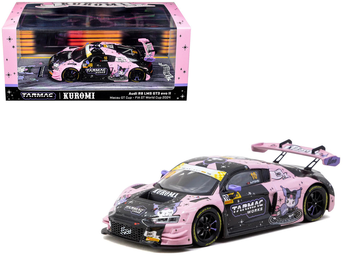 Audi R8 LMS GT3 evo II #10 Adderly Fong "Uno Racing Team - Kuromi" "Macau GT Cup - FIA GT World Cup" (2024) with A4 Poster "Hobby43" Series 1/43 Diecast Model Car by Tarmac Works