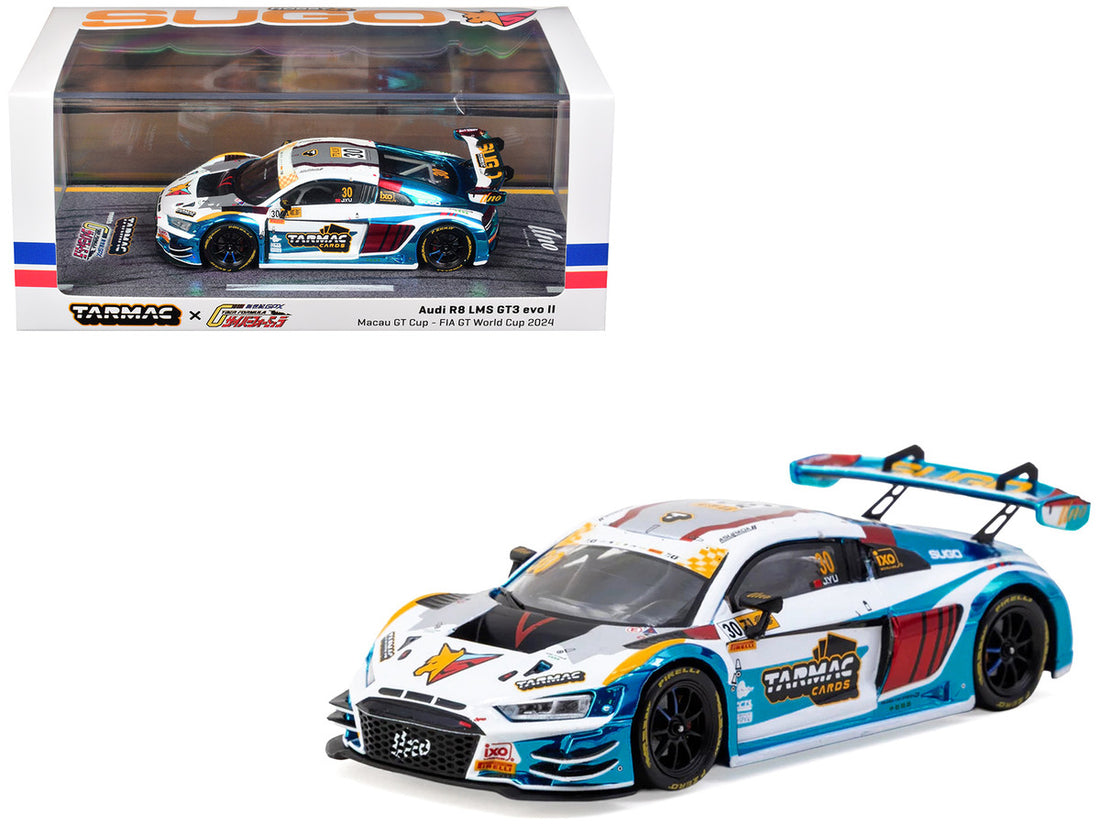 Audi R8 LMS GT3 evo II #30 James Yu "Uno Racing Team" "Macau GT Cup - FIA GT World Cup" (2024) with A4 Poster "Hobby43" Series 1/43 Diecast Model Car by Tarmac Works