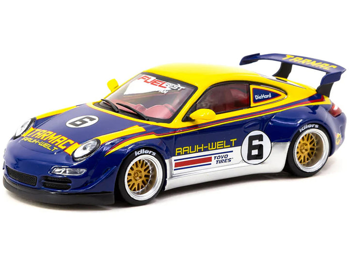 RWB 997 #6 Blue Metallic and Yellow with Graphics "FuelFest Tokyo 2023" "Hobby43" Series 1/43 Diecast Model Car by Tarmac Works-1