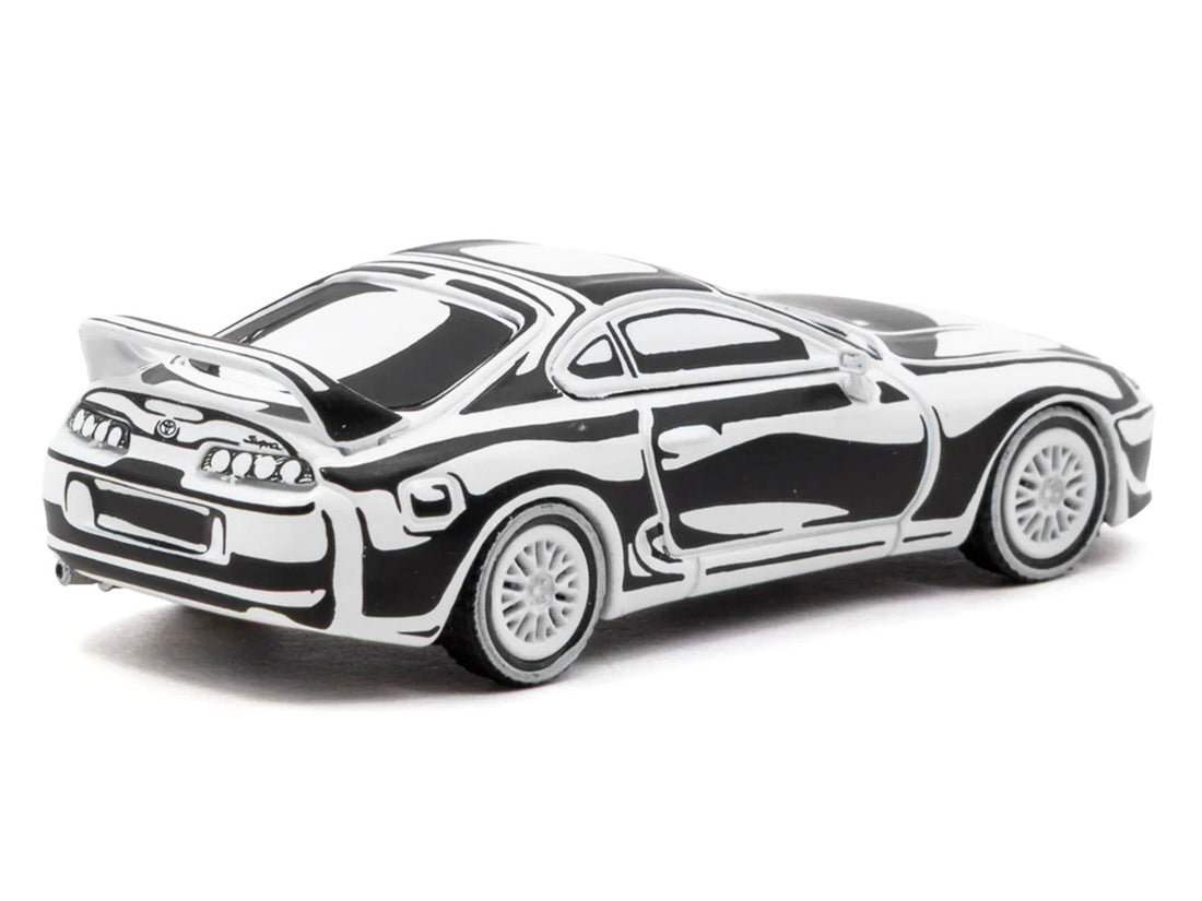 Toyota Supra "Designed by Joshua Vides" Black and White "Hobby64" Series 1/64 Diecast Model Car by Tarmac Works