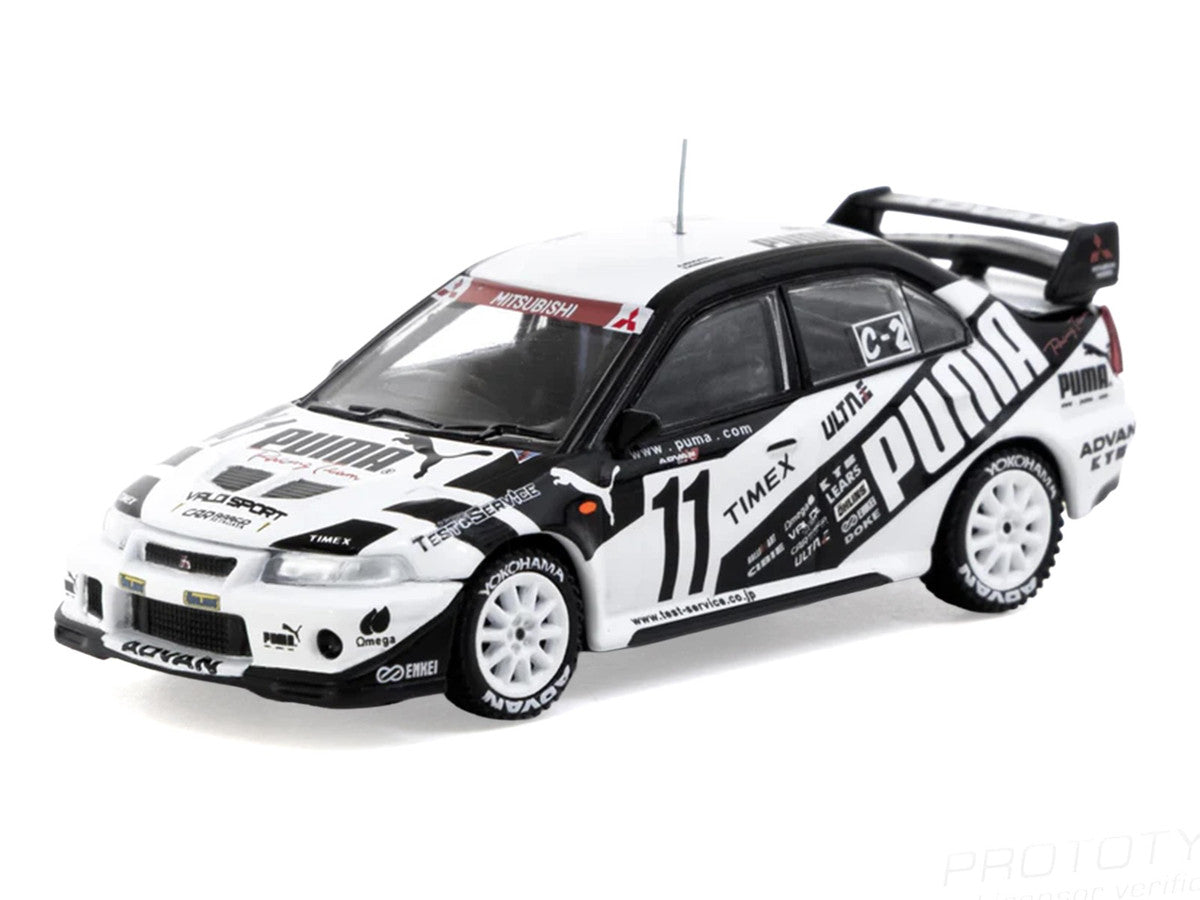 Mitsubishi Lancer Evolution VI TME RHD (Right Hand Drive) #11 Akihiko Nakaya - Takayuki Kinoshita "Puma - Super Taikyu Series" (2000) "Hobby64" Series 1/64 Diecast Model Car by Tarmac Works