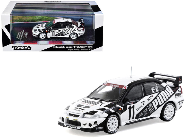 Mitsubishi Lancer Evolution VI TME #11 Puma Super Taikyu 2000 1/64 Tarmac Works diecast model with packaging.