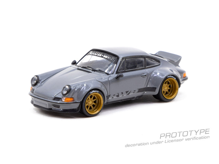 Porsche RWB Backdate Grey T64-046-GY 1:64 by Tarmac Works Angled Front View 3