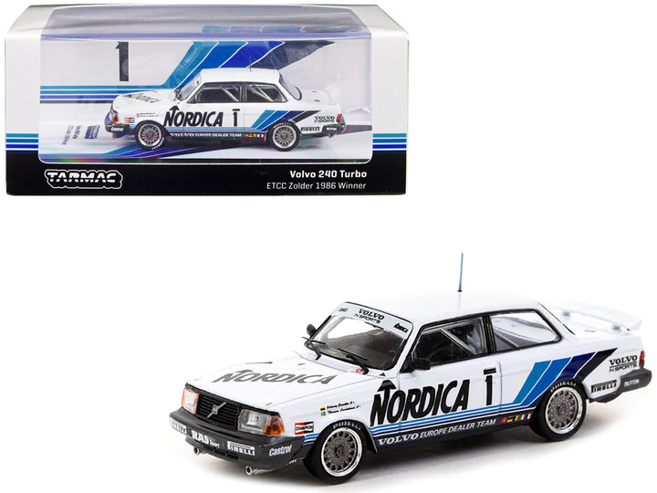 Volvo 240 Turbo #1 Johnny Cecotto - Thomas Lindstrom Winner "ETCC Zolder" (1986) "Hobby64" Series 1/64 Diecast Model Car by Tarmac Works-0