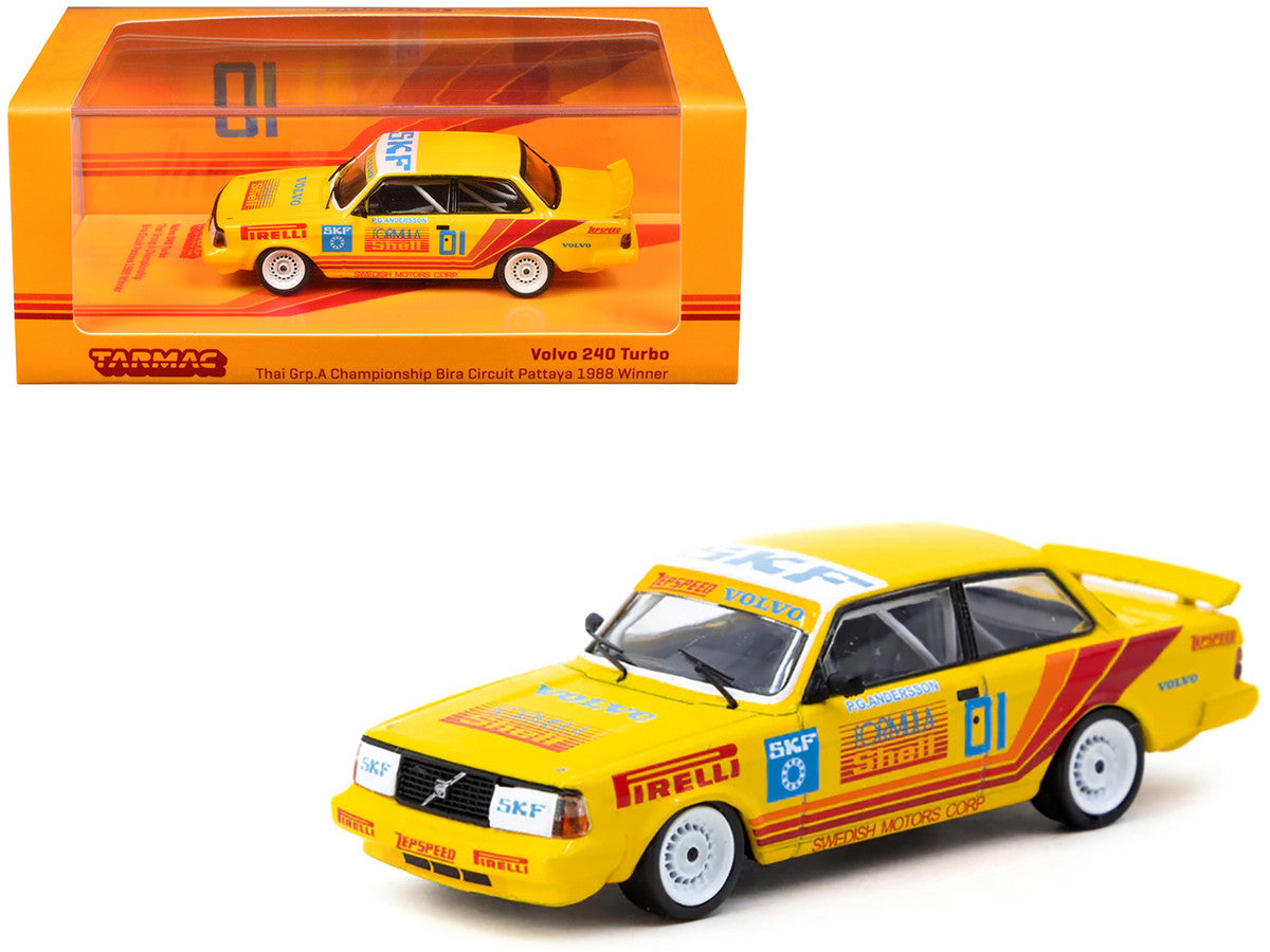 Volvo 240 Turbo #01 Per-Gunnar Andersson Winner "Thai Group A Championship Bira Circuit Pattaya" (1988) "Hobby64" Series 1/64 Diecast Model Car by Tarmac Works-2