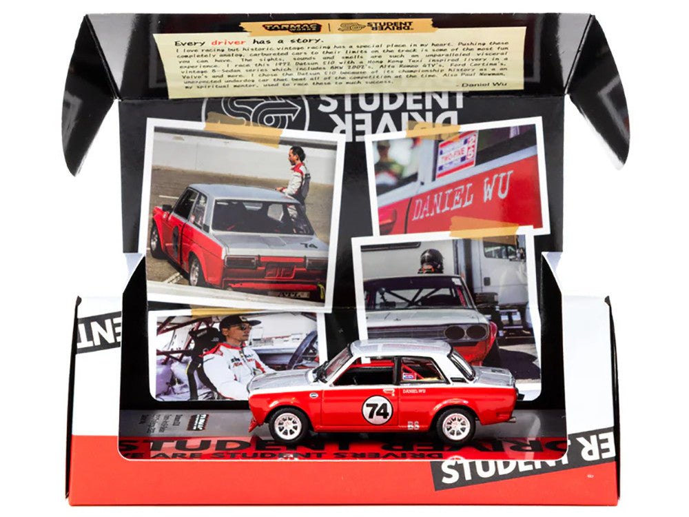 Datsun 510 #74 Daniel Wu "Trans-Am B-Sedan 2.5 Challenge" (2023) Silver and Red "Hobby64" Series 1/64 Diecast Model Car by Tarmac Works-1