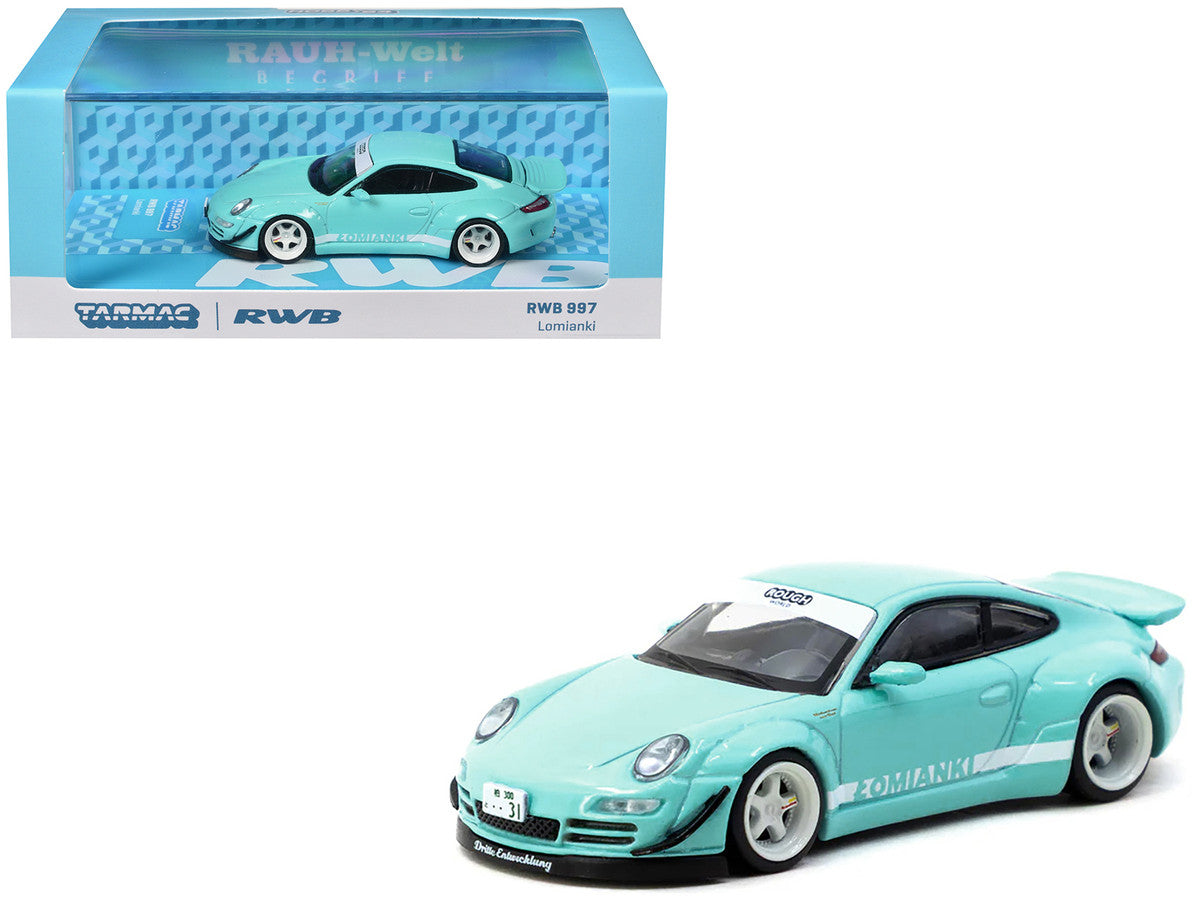 RWB 997 "Lomianki" Light Blue with White Stripes "Hobby64" Series 1/64 Diecast Model Car by Tarmac Works 3