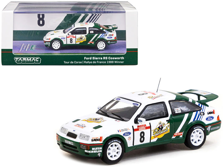 Ford Sierra RS Cosworth #8 Didier Auriol - Bernard Occelli Winner "Tour de Corse - Rallye de France" (1988) "Hobby64" Series 1/64 Diecast Model Car by Tarmac Works-0