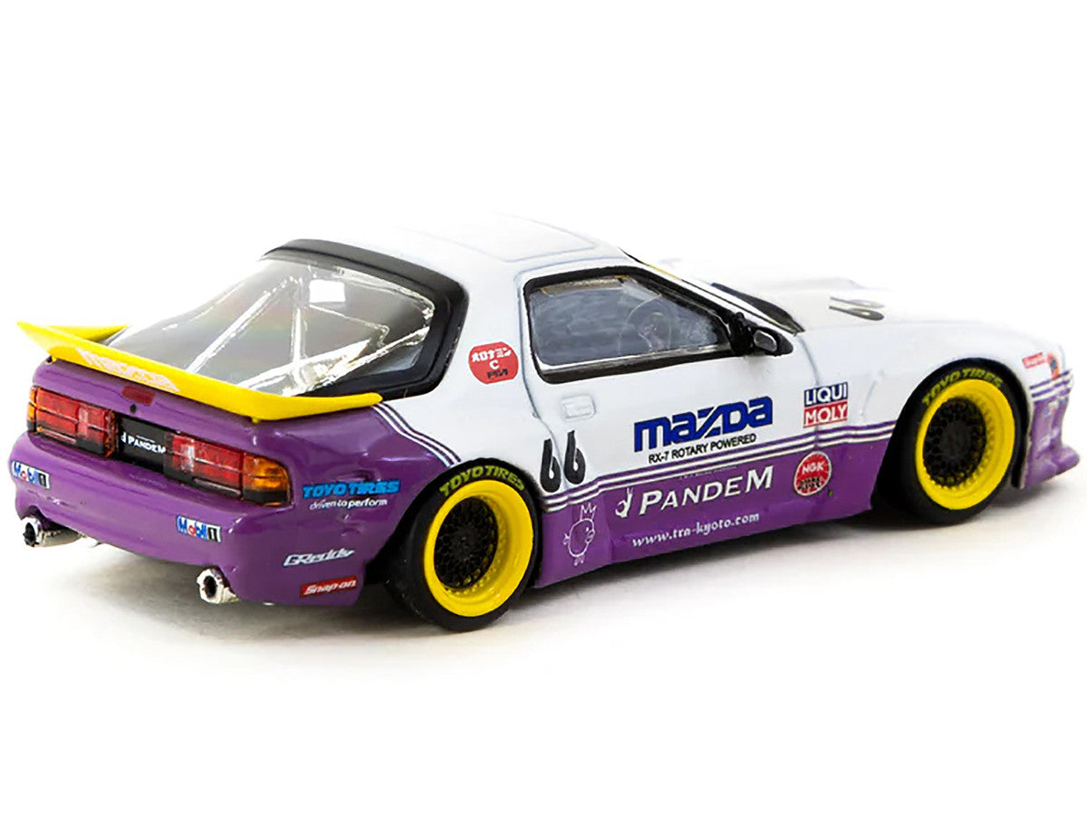 Mazda RX-7 FC3S Pandem RHD (Right Hand Drive) #66 White and Purple with Graphics "Hobby64" Series 1/64 Diecast Model Car by Tarmac Works-2